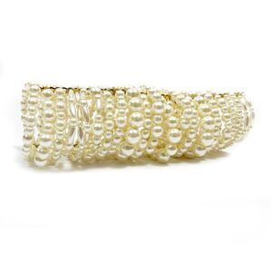 Vintage, Bold Ultra Glam Stacked Beaded Faux Pearl Bracelet